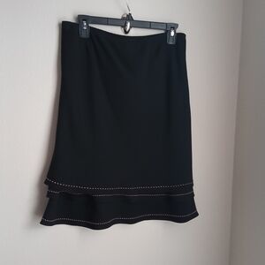 Michele Skirt Women PL Black & Pink Elegant Tiered Pencil Vintage Office Church